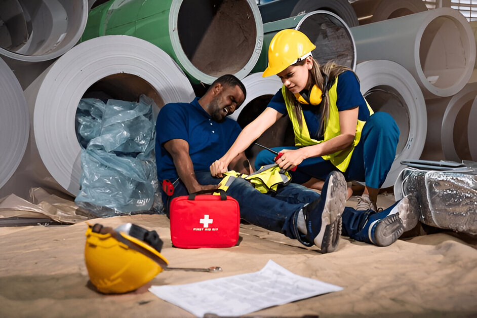 Safety training organization logo highlighting emergency response courses like CPR and first aid.
