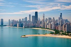 Chicago skyline with waterfront view, showcasing the city's architectural landmarks and vibrant urban landscape, relevant to safety training services in Illinois.
