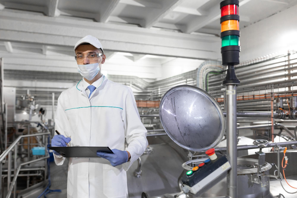 Food safety inspector conducting safety checks in a food production facility – Safety Is A Mindset